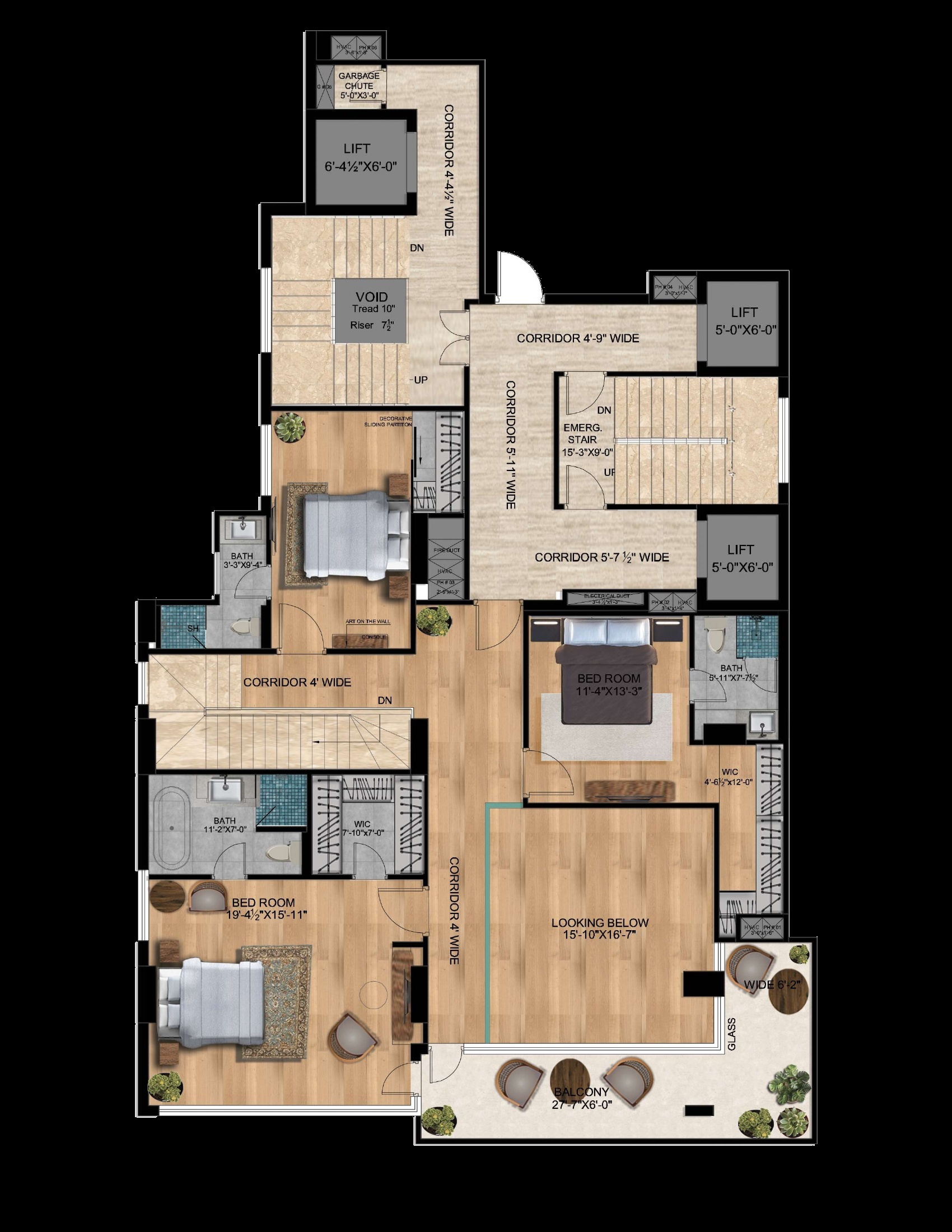 Duplex 4BR Second Floor plan